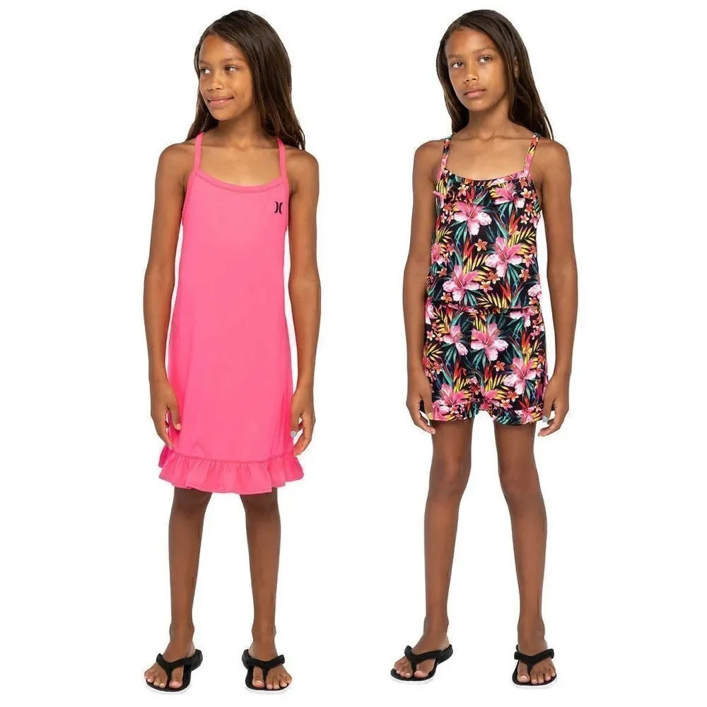 NWT ☀️ Hurley Youth 2-pack Dress and Romper Pink and Floral: Sizes Girls S, M, L - Picture 9 of 14